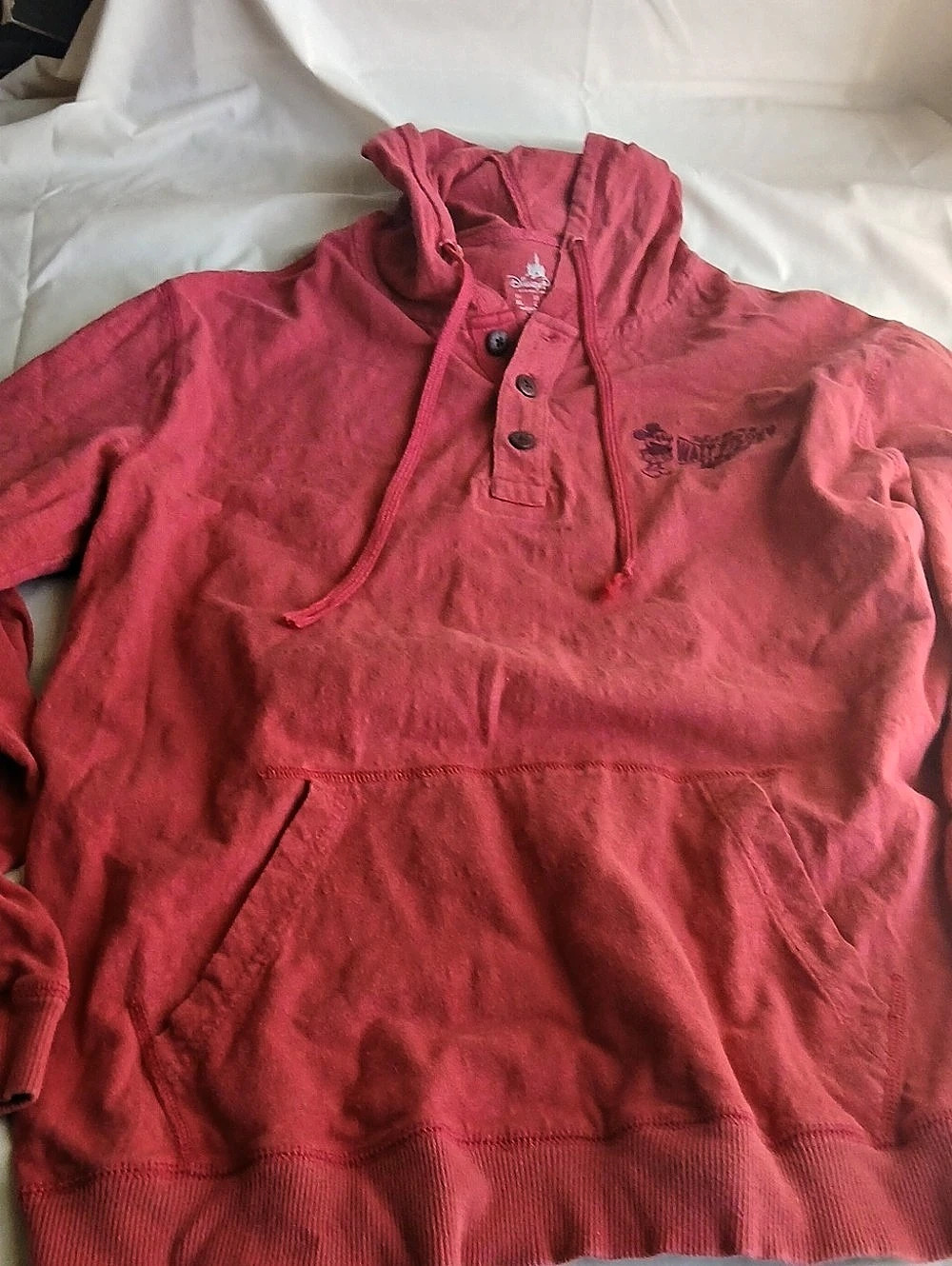 Disney Parks Walt Disney World Mickey Mouse Henley Hoodie Pink Girls XL